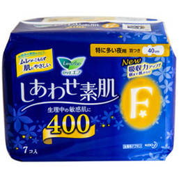 日本 花王（Kao）乐而雅F系列护翼夜用卫生巾40cm 7片黄 舒适型 不含荧光剂