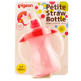 日本 贝亲（Pigeon）宝宝学饮杯吸管杯带柄 150ml 红色