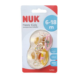 德国 NUK 乳胶安抚奶嘴快乐宝贝(Happy Kids)系列2号 6-18个月 (2只装)