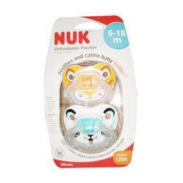 美国 NUK 硅胶动物脸安抚奶嘴 2只装 花色随机