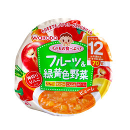 日本 和光堂（wakodo）儿童营养绿黄色果蔬泥 70g  适合12个月以上的