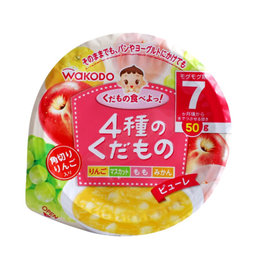 日本 和光堂（wakodo）儿童营养4种水果混合果泥 50g  适合7个月以上的