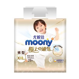 日本 尤妮佳（moony）极上透气系列拉拉裤 XXL26（彩标）（15kg以上）JS