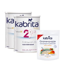 荷兰 佳贝艾特（Kabrita）婴幼儿羊奶粉2段*2罐+苹果芒果米糊*1袋