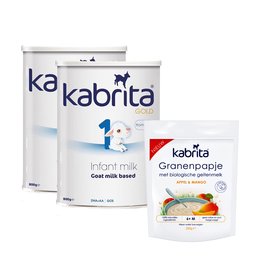 荷兰 佳贝艾特（Kabrita）婴幼儿羊奶粉1段*2罐+苹果芒果米糊*1袋