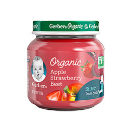 美国 嘉宝（Gerber）宝宝有机苹果草莓甜菜泥 2段 113g